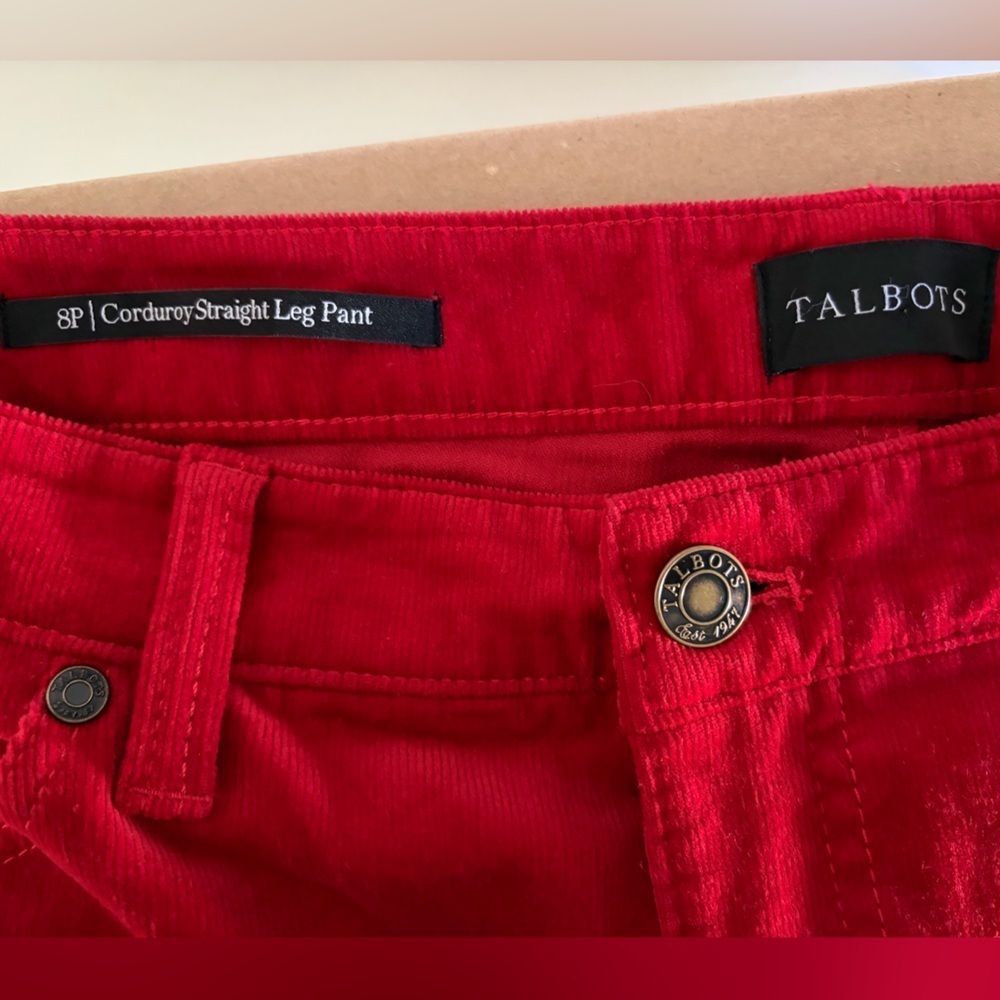 Talbots Red Corduroy Straight Leg Pants Size 8 Petite - Picture 4 of 4